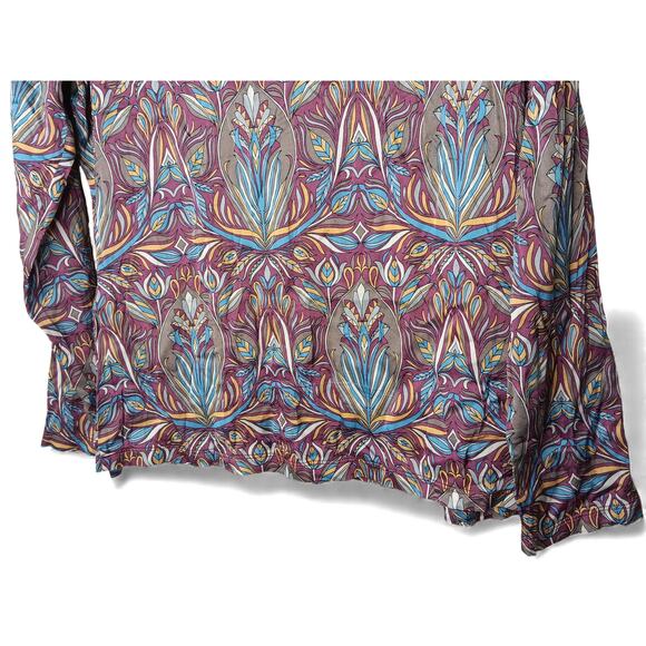 SFIZIO Nouveau Floral Turtleneck Top Italy Long Sleeve Keyhole Back S-M - Picture 7 of 11